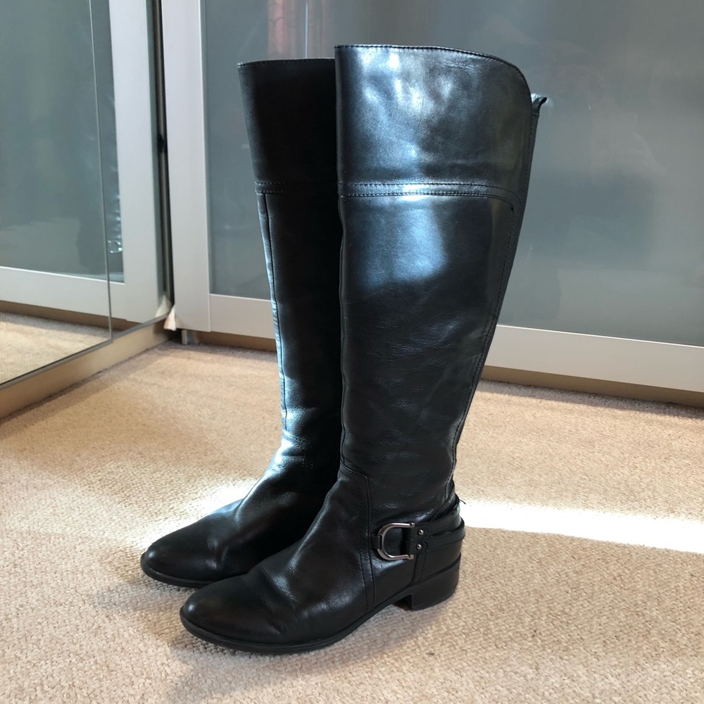 Audrey Brooke over-knee blk boots, wide calf. 8.5